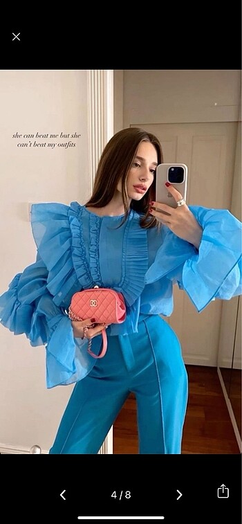 s Beden mavi Renk H&M Studio Koleksiyonu Hacimli Bluz Mavi