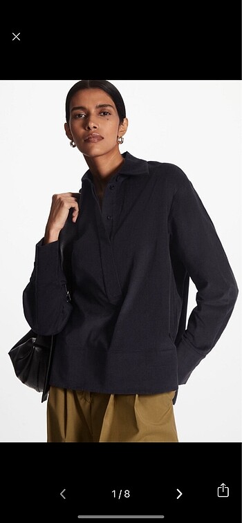 COS Cotton Boxy-Fit Kadife Gömlek S