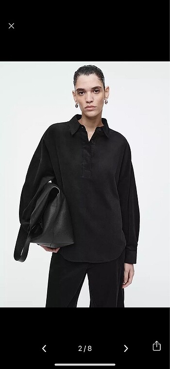 Cos COS Cotton Boxy-Fit Kadife Gömlek S