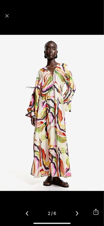 H&M H&M EDITION Desenli Uzun Kaftan Elbise S