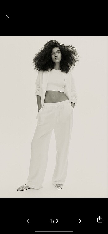 H&M Beyaz Keten Pantolon XS
