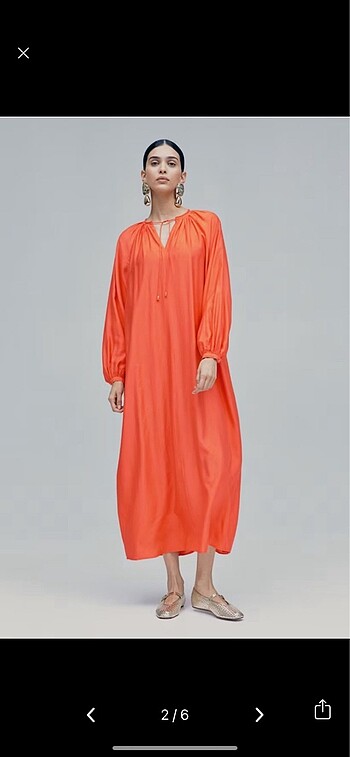 H&M Limited Edition Mercan Uzun Elbise L