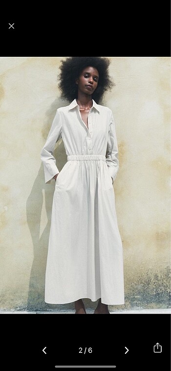 H&M ZW KOLEKSİYONU MIDI GÖMLEK ELBİSE XS