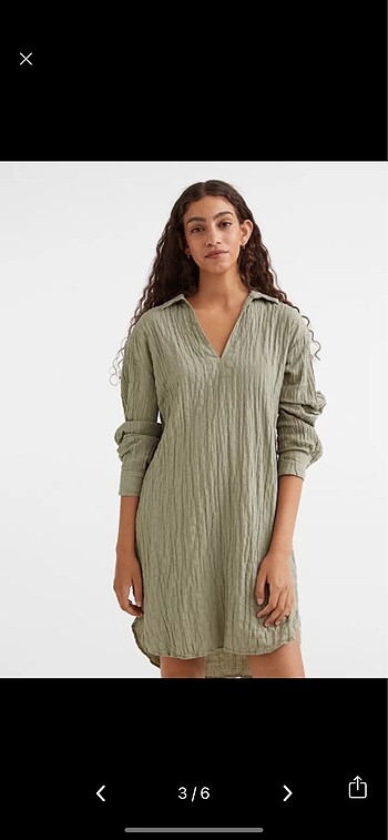 xs Beden H&M Pamuklu Tunik/Elbise Haki S