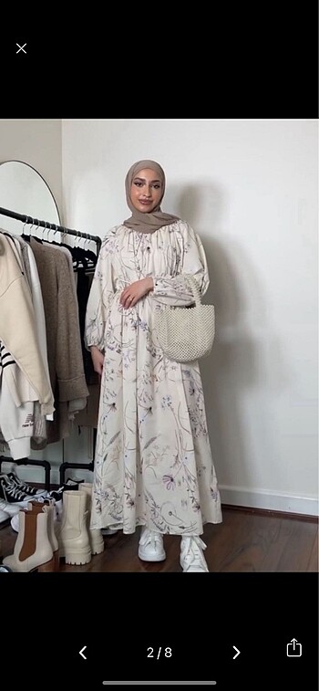 m Beden H&M Pamuklu Çiçek Desenli Elbise M