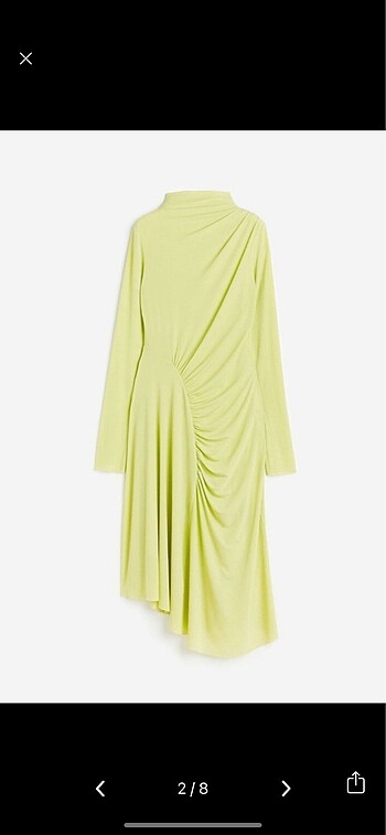 H&M H&M Küf Yeşili Asimetrik Jarse Elbise M