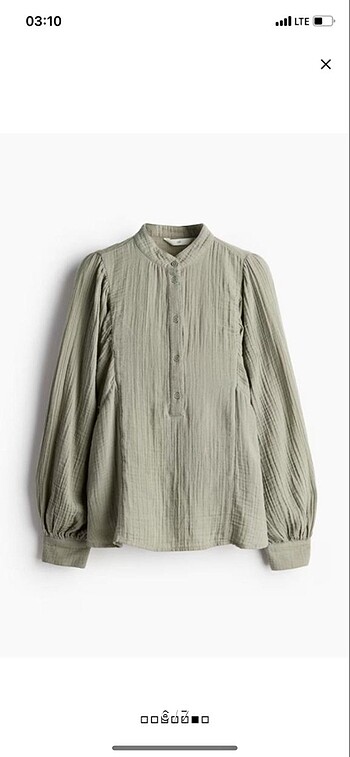 H&M H&M Pamuklu Muslin Bluz Haki M