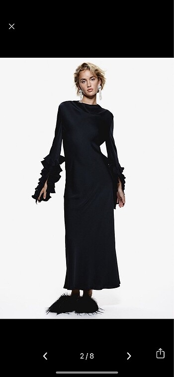 H&M EDITION Kolları Fırfırlı Uzun Elbise