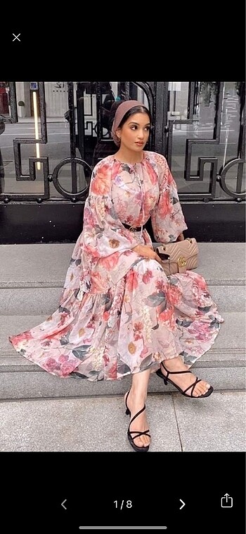 H&M Oversize Çiçekli Uzun Elbİse L
