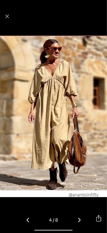 m Beden camel Renk H&M EDITION Sırt Dekolteli Uzun Elbise M