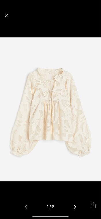 H&M EDITION BALON KOLLU TEKSTÜRE BLUZ M