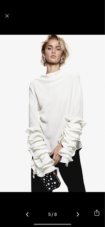 H&M EDITION Kolları Fırfırlı Bluz S