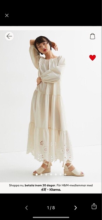 H&M H&M EDITION Pamukl İşlemeli Uzun Elbise