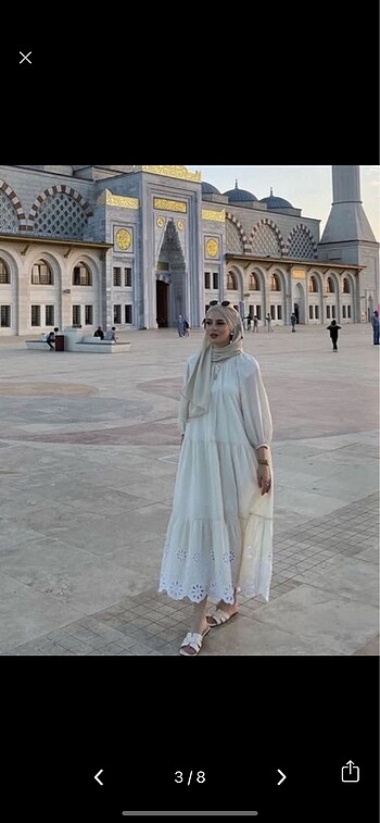 l Beden ten rengi Renk H&M EDITION Pamukl İşlemeli Uzun Elbise