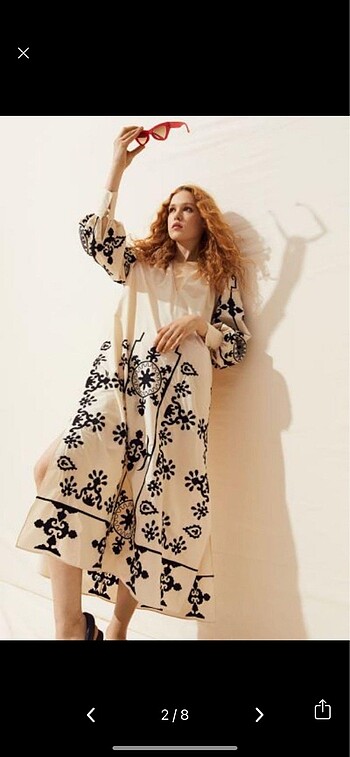 xs Beden H&M EDITION Balon Kollu İşlemeli Elbise