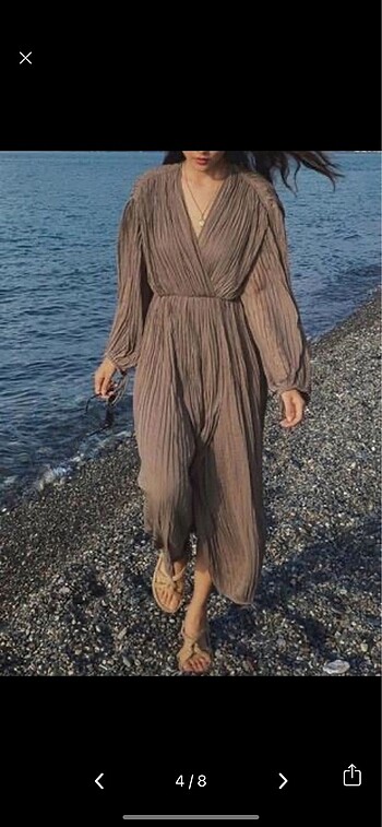 s Beden kahverengi Renk H&M EDITION Pilili Uzun Elbise Vizyon S
