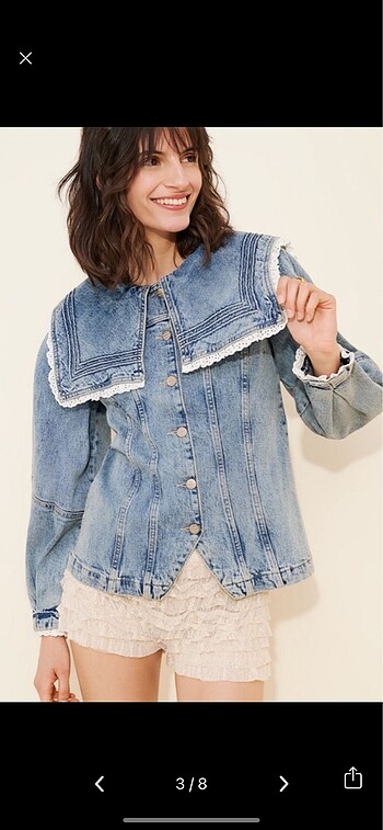 l Beden mavi Renk Damson Madder Broderie Denim Ceket L