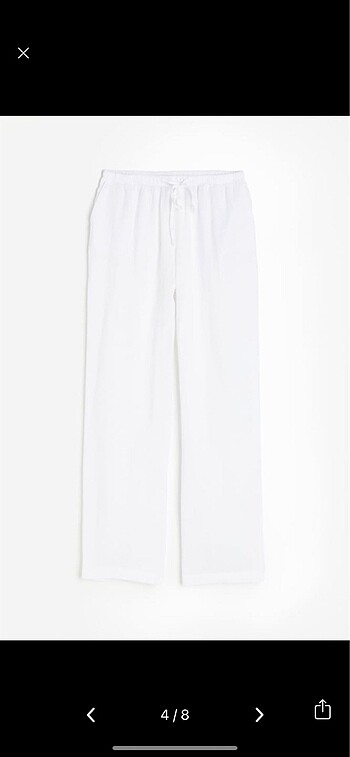 xs Beden beyaz Renk H&M Düz Kesim Keten Karışımı Pantolon XS