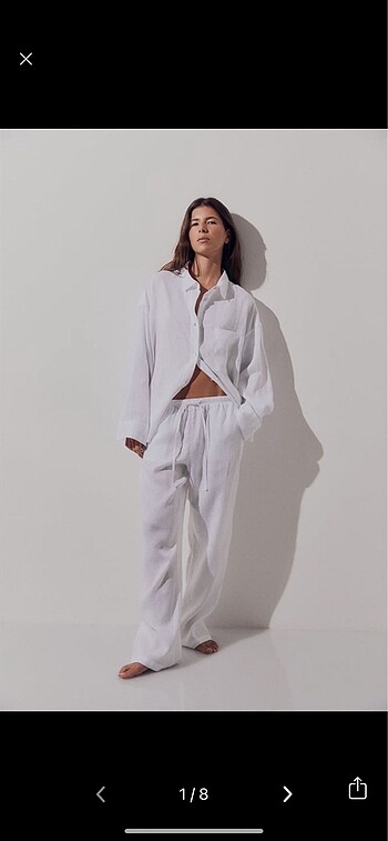 H&M Düz Kesim Keten Karışımı Pantolon XS