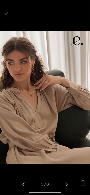 s Beden H&M Yüzde 100 Viskoz Kemerli Uzun Elbise S