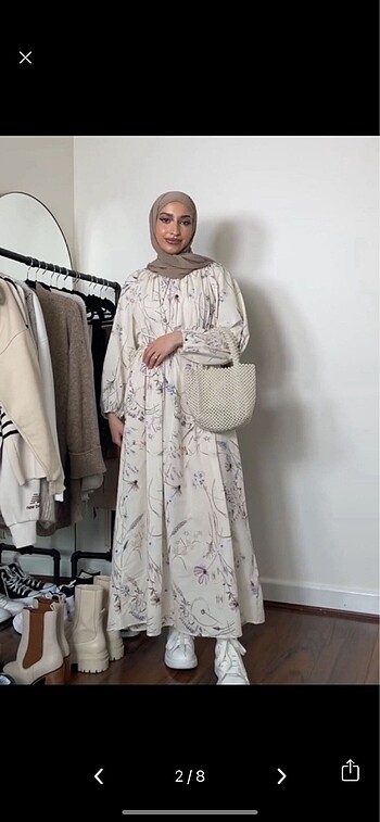 H&M H&M Pamuklu Çiçek Desenli Elbise M