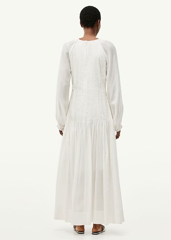 xs Beden beyaz Renk H&M Özel Lyocell Nervürülü Uzun Elbise