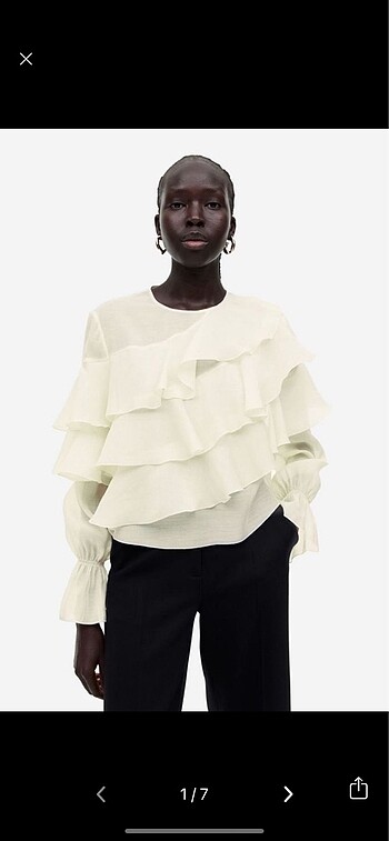 H&M Lyocell Karışımı Fırfırlı Bluz M