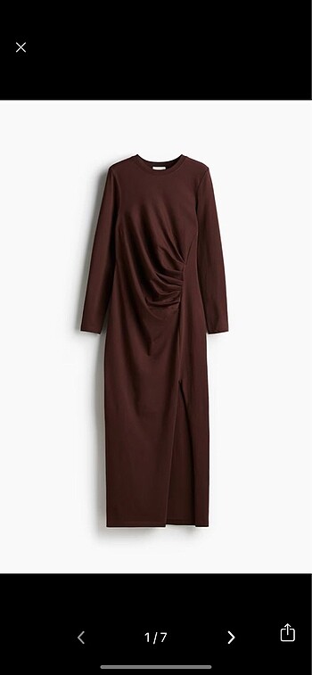 H&M H&M Pamuklu Drapeli Uzun Elbise XS-S