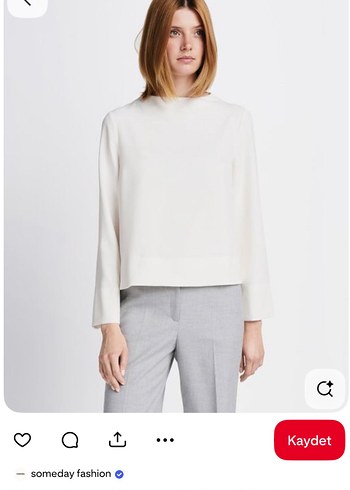 Someday Minimal Premium Beyaz Bluz S - Görsel 3