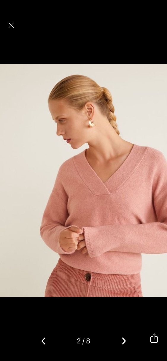 Mango Yün Karışımlı V Yakalı Kazak S - Görsel 2