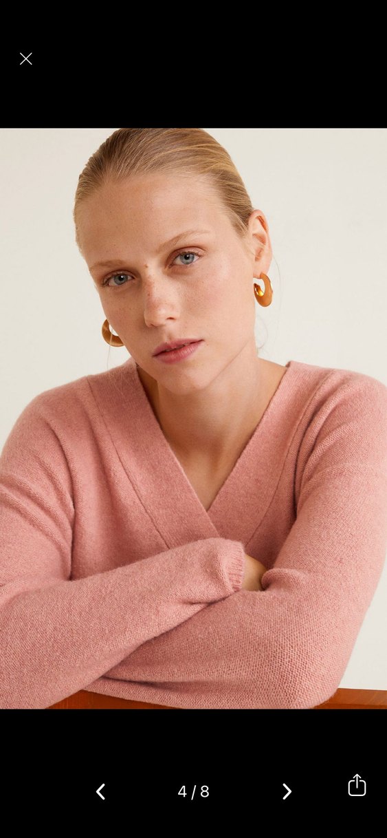 Mango Yün Karışımlı V Yakalı Kazak S - Görsel 4