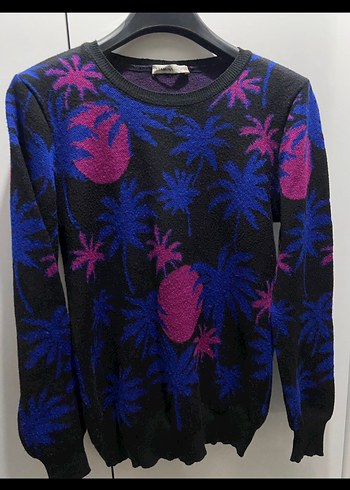 STAMINA Mavi Mor Desenli Triko Kazak S/M - Görsel 5