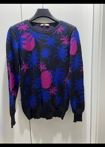 STAMINA Mavi Mor Desenli Triko Kazak S/M - Görsel 2