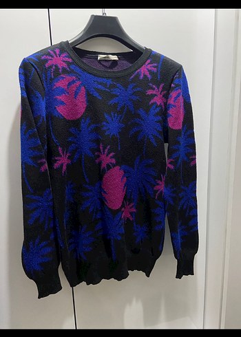 STAMINA Mavi Mor Desenli Triko Kazak S/M - Görsel 4