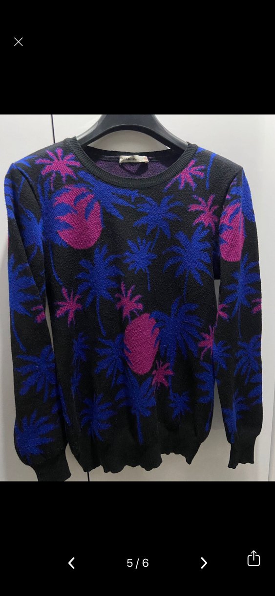 STAMINA Mavi Mor Desenli Triko Kazak S/M - Görsel 5