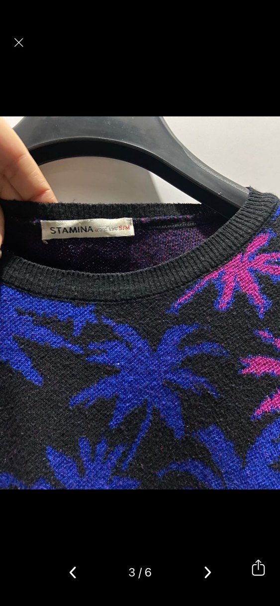 STAMINA Mavi Mor Desenli Triko Kazak S/M - Görsel 3