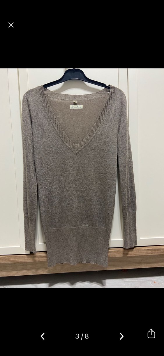 Carling V Yakalı İnce Kahverengi Triko - Görsel 4