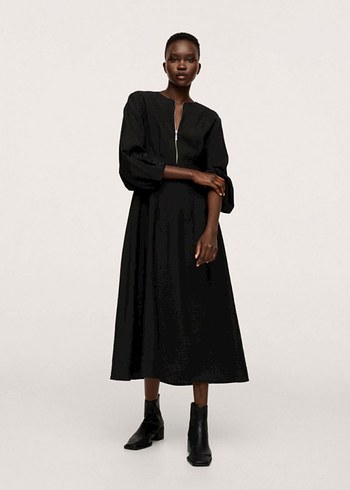 MANGO Akıcı Modal Uzun Siyah Elbise S - Görsel 4