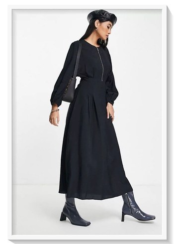 MANGO Akıcı Modal Uzun Siyah Elbise S - Görsel 2