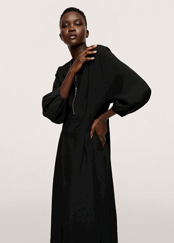 MANGO Akıcı Modal Uzun Siyah Elbise S - Görsel 5