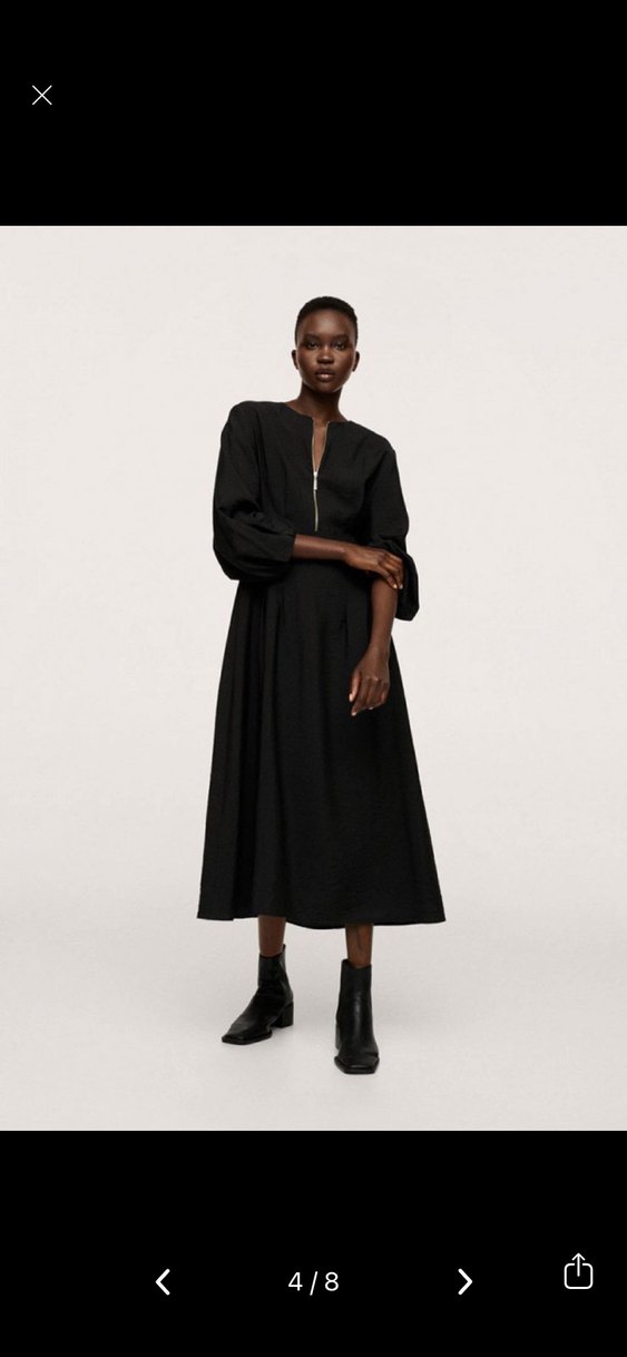 MANGO Akıcı Modal Uzun Siyah Elbise S - Görsel 4