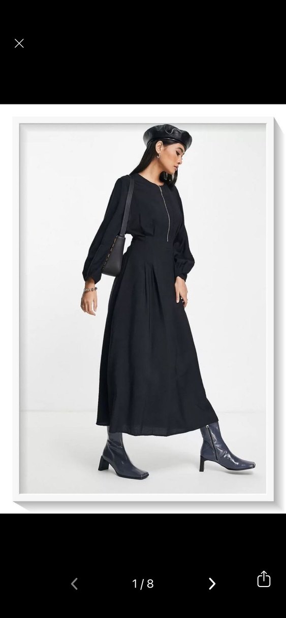 MANGO Akıcı Modal Uzun Siyah Elbise S - Görsel 2