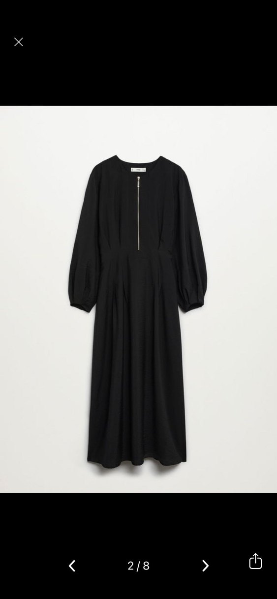 MANGO Akıcı Modal Uzun Siyah Elbise S - Görsel 3