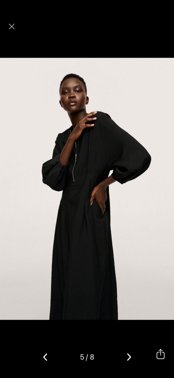 MANGO Akıcı Modal Uzun Siyah Elbise S - Görsel 5