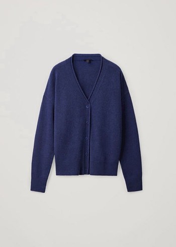 COS Merinos-Kaşmir Hırka Lacivert XS - Görsel 4