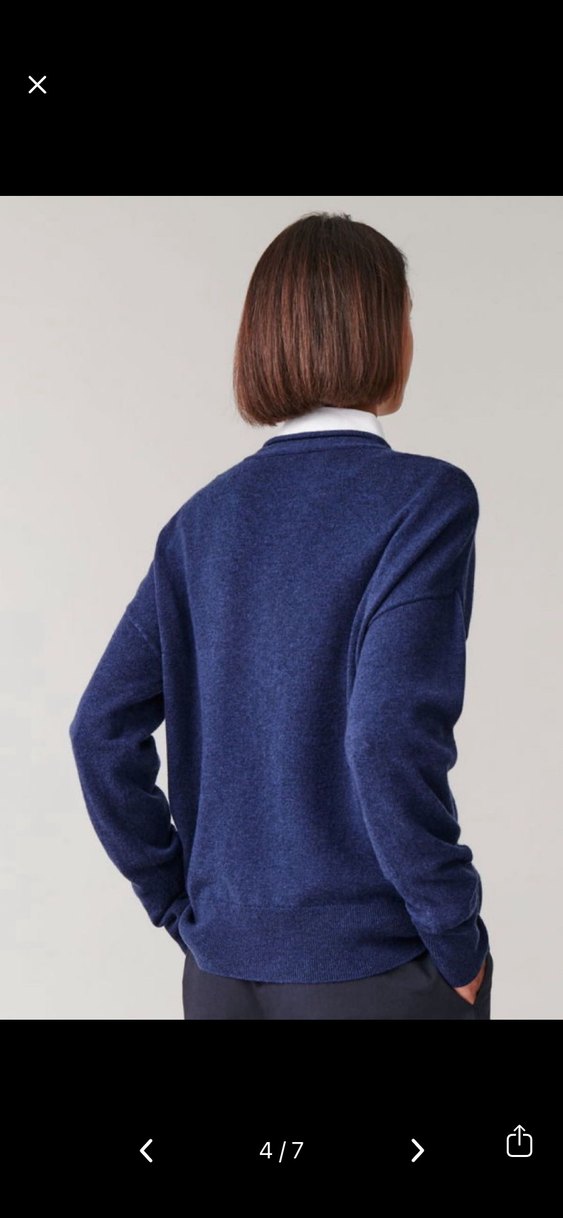 COS Merinos-Kaşmir Hırka Lacivert XS - Görsel 5