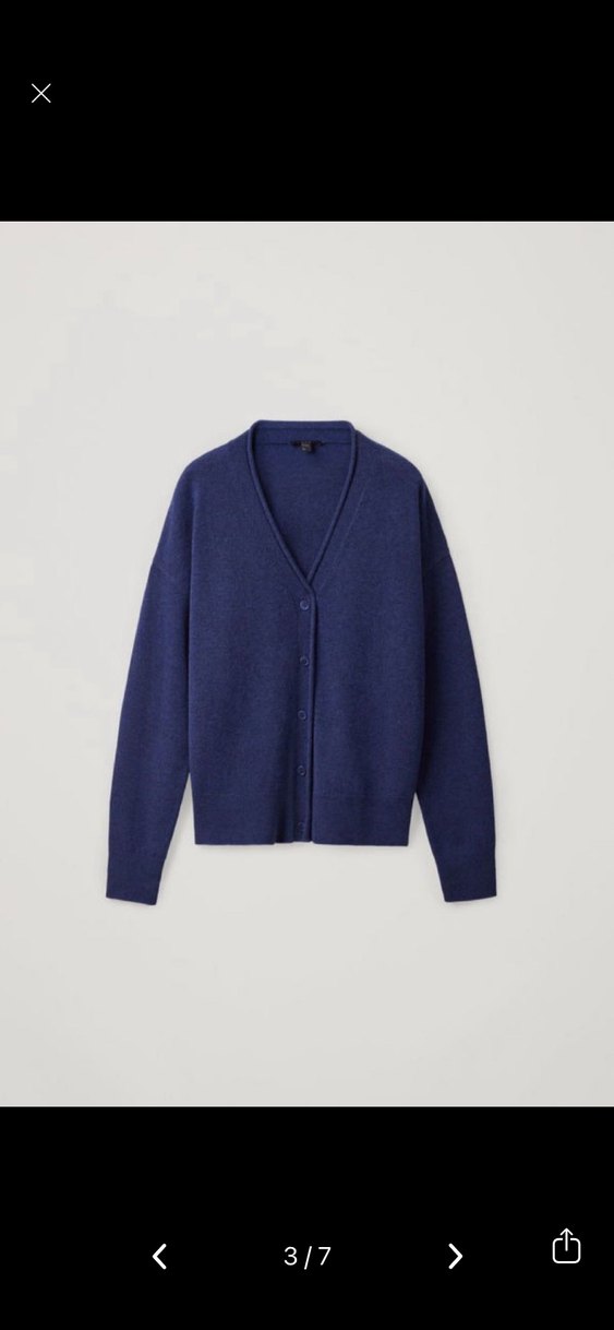 COS Merinos-Kaşmir Hırka Lacivert XS - Görsel 4