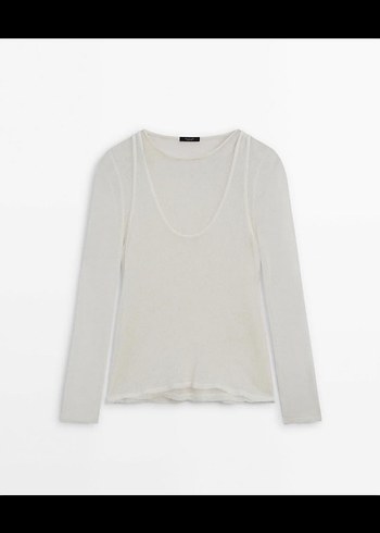 Kadın Beyaz Pamuklu Uzun Kollu Triko - Görsel 7