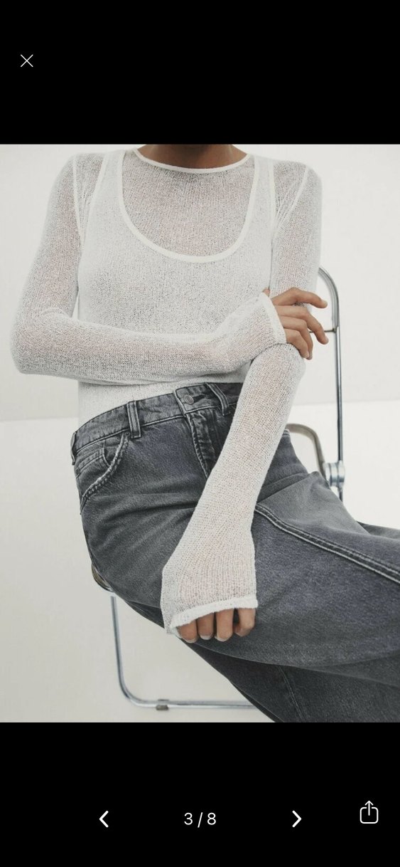 Kadın Beyaz Pamuklu Uzun Kollu Triko - Görsel 3