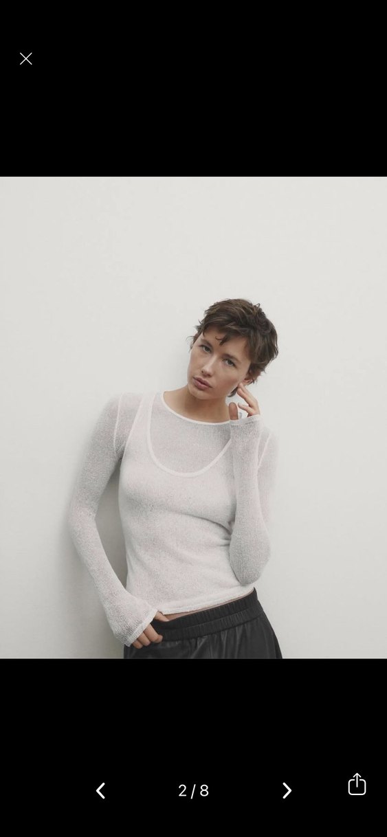 Kadın Beyaz Pamuklu Uzun Kollu Triko - Görsel 2